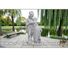 Statuetă Romeo și Julieta, alb marmorat, model S55.