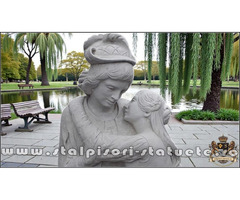 Statuetă Romeo și Julieta, alb marmorat, model S55.