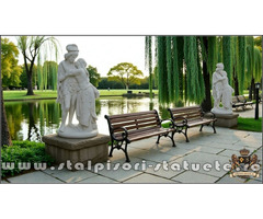 Statuetă Romeo și Julieta, alb marmorat, model S55.