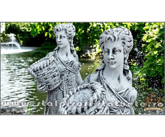 Statuetă domnița cu coșulețe, gri patinat, model S67.