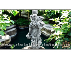 Statuetă domnița cu coșulețe, gri patinat, model S67.