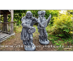 Set statuete muzicanți, gri patinat, model S69.