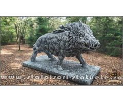 Statuetă porc mistreț, gri patinat, model S81.