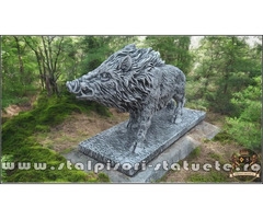 Statuetă porc mistreț, gri patinat, model S81.