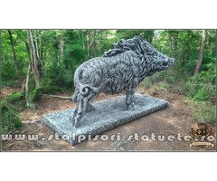 Statuetă porc mistreț, gri patinat, model S81.