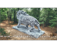 Statuetă porc mistreț, gri patinat, model S81.