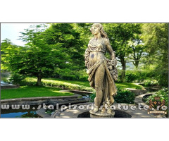 Statuetă domnița cu flori, auriu patinat, model S50.