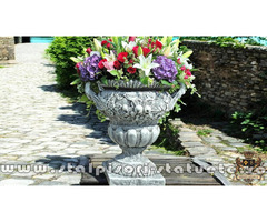 Vază ornament mare cu picior, gri patinat, model V6.