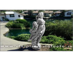 Statuetă domnița cu flori, gri patinat, model S50.