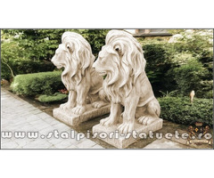 Statuetă leu în șezut, maro patinat, model S46.