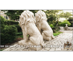 Statuetă leu în șezut, maro patinat, model S46.