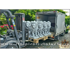 Statuetă leu în șezut, gri patinat, model S46.