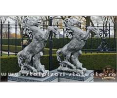 Statuetă căluț mediu, gri patinat, model S37.
