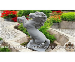 Statuetă căluț mediu, alb marmorat, model S37.
