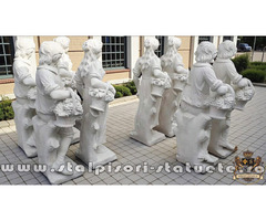 Set statuete băiat și fată, gri patinat, model S43.