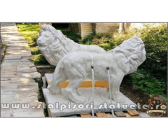 Statuetă leu mare în picioare, alb marmorat, model S33.