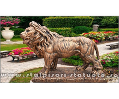 Statuetă leu mare în picioare, arămiu antichizat, model S33.