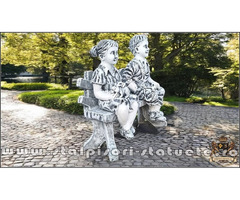 Statuete copii pe băncuță, gri patinat, model S24.