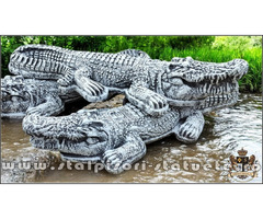 Statuetă crocodil, gri patinat, model S85.