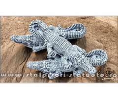 Statuetă crocodil, gri patinat, model S85.