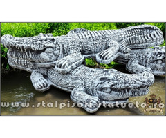 Statuetă crocodil, gri patinat, model S85.