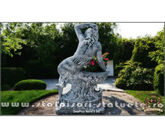 Statuetă jardinieră flori, gri patinat, model J12.