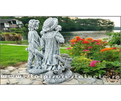 Set statuete grădinari cu roabe, gri patinat, model J6, J7.