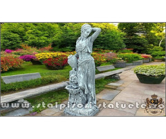 Statuetă țărăncuța la cișmea, gri patinat, model S51.