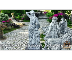 Statuetă țărăncuța la cișmea, gri patinat, model S51.