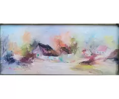 Gh Mocanu 86 Tablou Peisaj de vara pictura ulei înrămat 61x72cm
