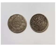 Lot 2 monede argint 50 bani 1900 si 50 bani 1910 Carol I Rege