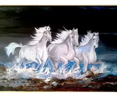 Vand tabloul "Libertatea cailor salbatici, in noapte",pictura in ulei pe panza