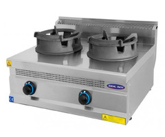 Aragaz cu doua focuri tip wok, Ideal Inox, suport vesela din fonta