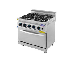 Aragaz profesional gaz, 4 focuri si cuptor, Ideal Inox, Linia 700
