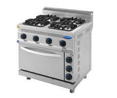 Aragaz profesional 4 ochiuri pe gaz si cuptor electric, Ideal Inox, Linia 700