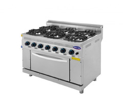 Aragaz profesional 6 arzatoare si cuptor, Ideal Inox, gaz, Linia 700