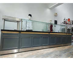 Linie autoservire placata cu MDF vopsit si marmura, IDEAL INOX
