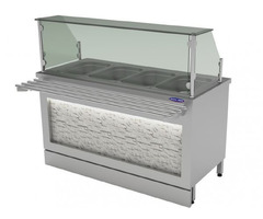 Bain Marie linie autoservire, Ideal Inox, 4 GN, inox, design piatra