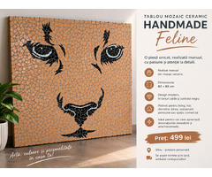 TABLOU MOZAIC HANDMADE – „Feline” | 82×83 cm | Decor Premium, UNICAT